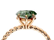 Solitaire Engagement Ring Setting for Fancy Green Heart-Shaped Center with Plain Twisted Rope Band and Prong Head in Rose Gold