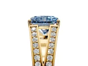 Split Shank Engagement Ring Setting for Fancy Blue Radiant Cut Center with Pave Split Shank and Prong Head in Yellow Gold