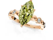 Solitaire Engagement Ring Setting for Fancy Yellow Marquise Center with Beaded Bezel Station Band and Prong Head in Rose Gold
