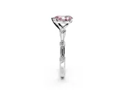Solitaire Engagement Ring Setting for Fancy Pink Pear-Shaped Center with Bezel Station Band and Prong Head in Sterling Silver