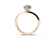 Solitaire Engagement Ring Setting for Fancy Blue Pear-Shaped Center with Thin Rounded Plain Band and Prong Head in Rose Gold
