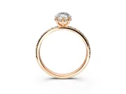 Hidden Halo Engagement Ring Setting for Marquise Center with Pave Band and Prong Head in Rose Gold