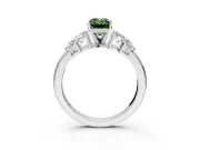 Leaf Cluster Engagement Ring Setting for Fancy Green Emerald Cut Center with Marquise Accents and Prong Head in Sterling Silver