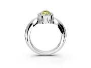 Halo Engagement Ring Setting for Fancy Yellow Marquise Center with Tapered Plain Band and Prong Head in White Gold