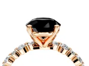 Solitaire Engagement Ring Setting for Fancy Black Round Cut Center with Alternating Size Accents and Prong Head in Rose Gold