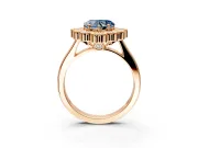 Cluster Halo Engagement Ring Setting for Fancy Blue Heart-Shaped Center with Milgrain Bezel Accents and Prong Head in Rose Gold