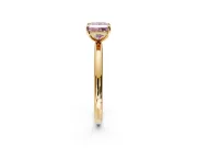 Low-Set Solitaire Engagement Ring Setting for Fancy Pink Princess Cut Center with Thin Plain Band and Prong Head in Yellow Gold