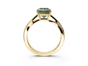 Solitaire Engagement Ring Setting for Fancy Green Princess Cut Center with Plain Bypass Twist Band and Prong Head in Yellow Gold