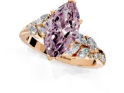Solitaire Engagement Ring Setting for Fancy Pink Marquise Center with Marquise Accent Twist Band and Prong Head in Rose Gold