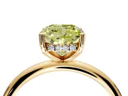 Hidden Halo Engagement Ring Setting for Fancy Yellow Cushion Cut Center with Thin Round-Wire Band and Prong Head in Yellow Gold