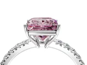 Solitaire Engagement Ring Setting for Fancy Pink Princess Cut Center with Large Accent Band and Prong Head in Platinum