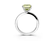Solitaire Engagement Ring Setting for Fancy Yellow Asscher Cut Center with Fine Pave Band and Claw Prong Head in Platinum