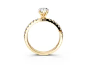 Open Basket Engagement Ring Setting for Pear-Shaped Center with Pave Band and Prong Head in Yellow Gold