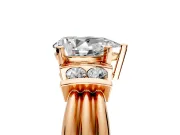 Solitaire Engagement Ring Setting for Pear-Shaped Center with Grooved Bar Accent Band and Prong Head in Rose Gold
