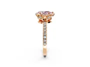 Halo Engagement Ring Setting for Fancy Pink Pear-Shaped Center with Openwork Halo, Pave Band and Prong Head in Rose Gold
