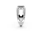 Solitaire Engagement Ring Setting for Emerald Cut Center with Wide-Open Split Shank and Prong Head in Platinum