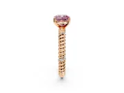 Rope Engagement Ring Setting for Fancy Pink Cushion Cut Center with Accent Shoulders and Prong Head in Rose Gold