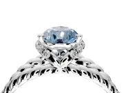 Halo Engagement Ring Setting for Fancy Blue Pear-Shaped Center with Rope Twist Split Shank and Prong Head in Sterling Silver
