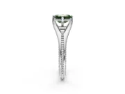 Solitaire Engagement Ring Setting for Fancy Green Emerald Cut Center with Milgrain Cathedral Band and Prong Head in Platinum