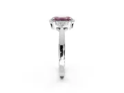 Cluster Engagement Ring Setting for Fancy Pink Emerald Cut Center with Milgrain Shoulder Clusters and Prong Head in Platinum