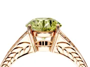 Split Shank Engagement Ring Setting for Fancy Yellow Round Cut Center with Pave Split Shank and Prong Head in Rose Gold