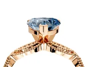 Solitaire Engagement Ring Setting for Fancy Blue Heart-Shaped Center with Marquise Panel Band and Prong Head in Rose Gold