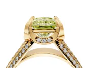 Solitaire Engagement Ring Setting for Fancy Yellow Radiant Cut Center with Accented Split Shank and Prong Head in Yellow Gold