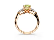 3 Stone Engagement Ring Setting for Fancy Yellow Cushion Cut Center with Large Pear-Shaped Accents and Prong Head in Rose Gold