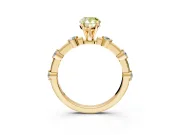 Solitaire Engagement Ring Setting for Fancy Yellow Pear-Shaped Center with Bezel Station Band and Prong Head in Yellow Gold
