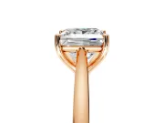 Solitaire Engagement Ring Setting for Princess Cut Center with Narrow Cathedral Band and Prong Head in Rose Gold