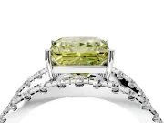 Solitaire Engagement Ring Setting for Fancy Yellow Princess Cut Center with Wide-Open Split Shank and Prong Head in Sterling Silver