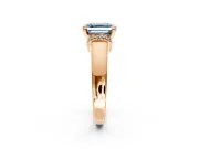 Solitaire Engagement Ring Setting for Fancy Blue Asscher Cut Center with Wide Band, Pave Collar and Prong Head in Rose Gold