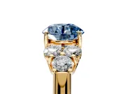 Cluster Engagement Ring Setting for Fancy Blue Round Cut Center with Round Cut Accent Frame and Prong Head in Yellow Gold