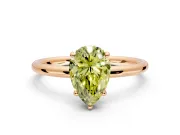 Solitaire Engagement Ring Setting for Fancy Yellow Pear-Shaped Center with Plain Band, Open Basket and Prong Head in Rose Gold