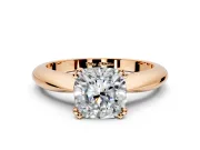 Solitaire Engagement Ring Setting for Cushion Cut Center with Reverse Tapered Band and Prong Head in Rose Gold