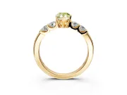 5 Stone Engagement Ring Setting for Fancy Yellow Pear-Shaped Center with Plain Band and Prong Head in Yellow Gold