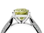 Solitaire Engagement Ring Setting for Fancy Yellow Princess Cut Center with Multi-Row Accents and Prong Head in Sterling Silver