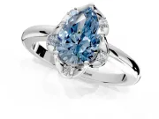 Floral Frame Engagement Ring Setting for Fancy Blue Pear-Shaped Center with Accent Clusters and Prong Head in Platinum