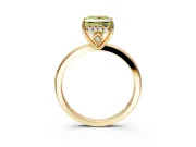 Solitaire Engagement Ring Setting for Fancy Yellow Princess Cut Center with Fine Wire Band and Prong Head in Yellow Gold