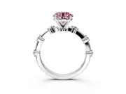 Solitaire Engagement Ring Setting for Fancy Pink Round Cut Center with Bezel Station Band and Prong Head in Sterling Silver