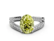 Split Shank Engagement Ring Setting for Fancy Yellow Oval Center with Pave Split Shank and Prong Head in Sterling Silver