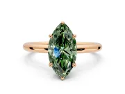 Hidden Halo Engagement Ring Setting for Fancy Green Marquise Center with Thin Rounded Band and Prong Head in Rose Gold