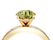 Solitaire Engagement Ring Setting for Fancy Yellow Round Cut Center with Channel Baguette Band and Prong Head in Yellow Gold