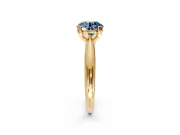 Solitaire Engagement Ring Setting for Fancy Blue Round Cut Center with Reverse Tapered Band and Prong Head in Yellow Gold
