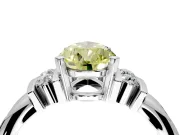 Solitaire Engagement Ring Setting for Fancy Yellow Pear-Shaped Center with Grooved Bar Accent Band and Prong Head in Platinum