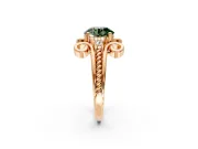 Solitaire Engagement Ring Setting for Fancy Green Round Cut Center with Twisted Band and Scroll Prong Head in Rose Gold