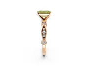Solitaire Engagement Ring Setting for Fancy Yellow Emerald Cut Center with Milgrain Bezel Accents and Prong Head in Rose Gold