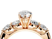 5 Stone Engagement Ring Setting for Pear-Shaped Center with Graduated Accents and Prong Head in Rose Gold