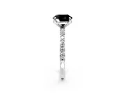 Solitaire Engagement Ring Setting for Fancy Black Round Cut Center with Pave Accents and Prong Head in Sterling Silver
