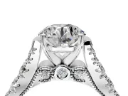 Solitaire Engagement Ring Setting for Round Cut Center with Pave Cathedral Shoulders and Prong Head in White Gold